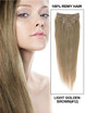 Brun doré clair (#12) Extensions de cheveux droites à clips de qualité supérieure 7 pièces 1 small