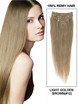 Lys gyldenbrun(#12) Deluxe Straight Clip I Human Hair Extensions 7 stykker 1 small