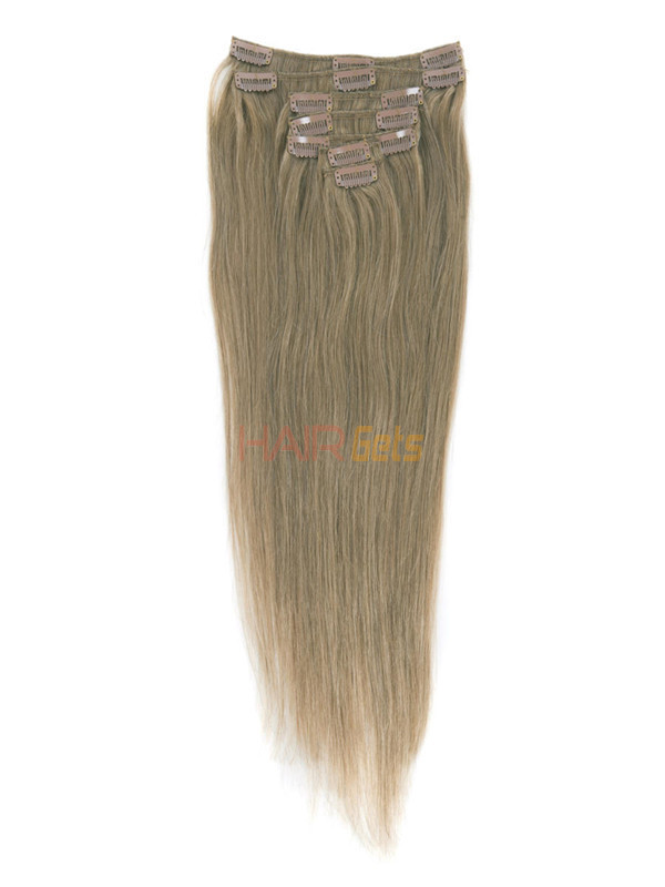 Light Golden Brown(#12) Ultimate Straight Clip In Remy Hair Extensions 9 Pieces-np 1