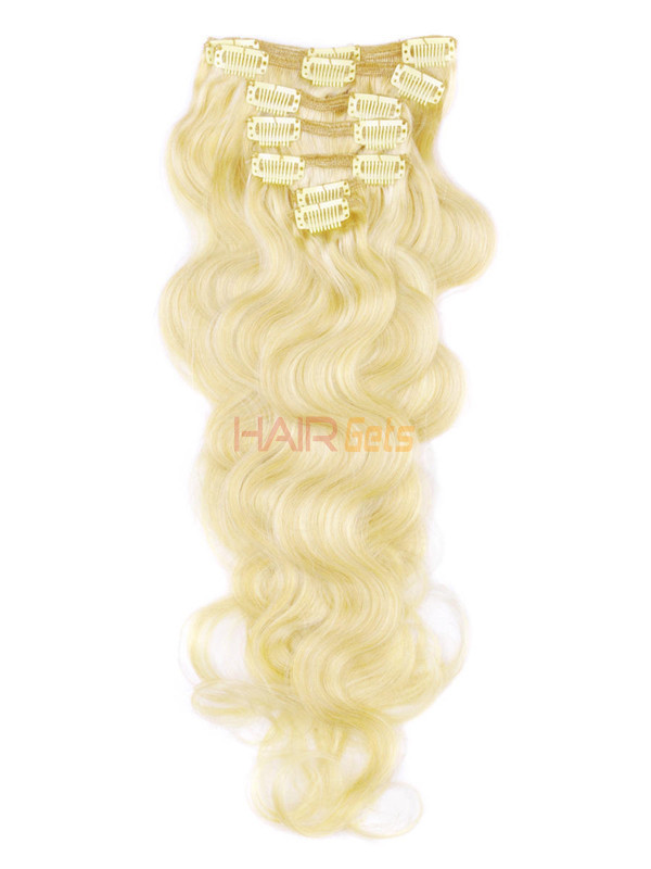Medium Blonde (#24) Premium Body Wave Clip In Hair Extensions 7 stuks 0