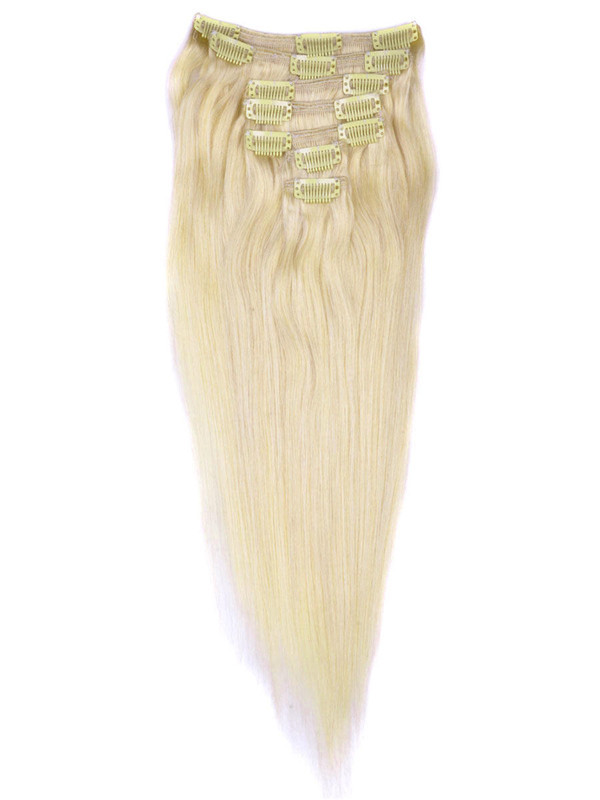 Medium Blonde (#24) Premium Straight Clip In Hair Extensions 7 Stuks 0