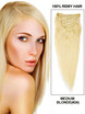Medium Blonde(#24) Deluxe Straight Clip In Human Hair Extensions 7 Pieces 0 small