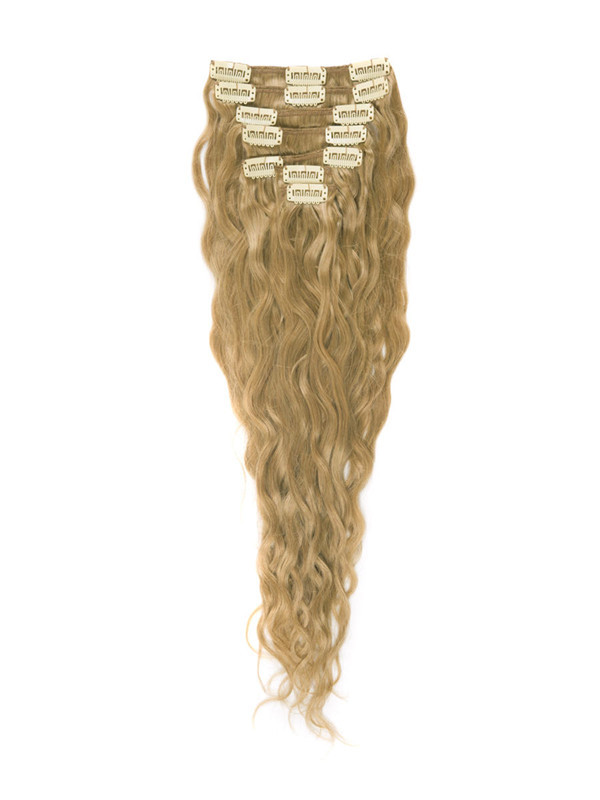 Aardbeiblond (#27) Premium Kinky Curl Clip In Hair Extensions 7 stuks 2