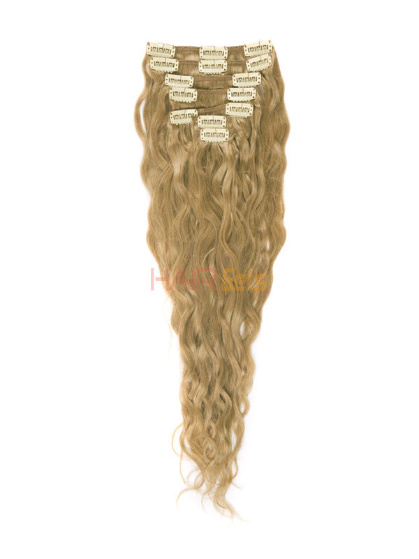 Strawberry Blonde(#27) Deluxe Kinky Curl Clip In Human Hair Extensions 7 Pieces 0