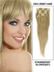 Strawberry Blonde(#27) Deluxe Straight Clip In Human Hair Extensions 7 Pieces 1 small