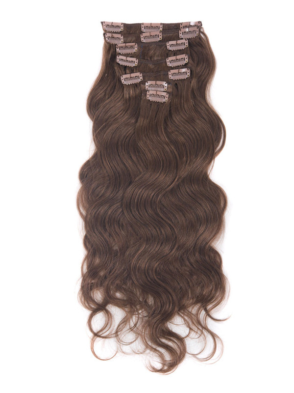 Dark Auburn(#33) Premium Body Wave Clip In Hair Extensions 7 stk 1