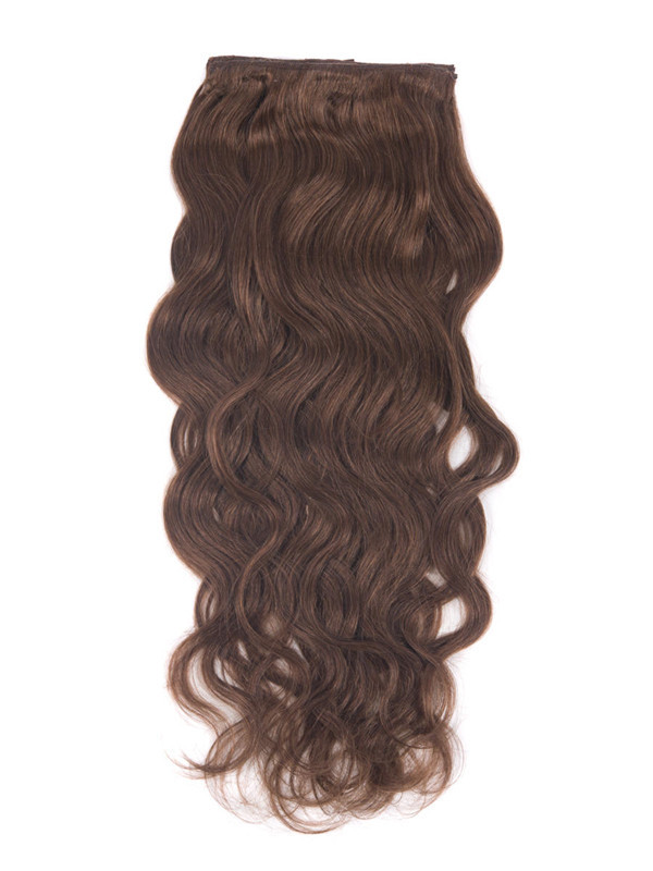 Mörk Auburn(#33) Premium Body Wave Clip In Hair Extensions 7 delar 2