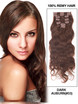 Dark Auburn(#33) Deluxe Body Wave Clip In Human Hair Extensions 7 Pieces 0 small