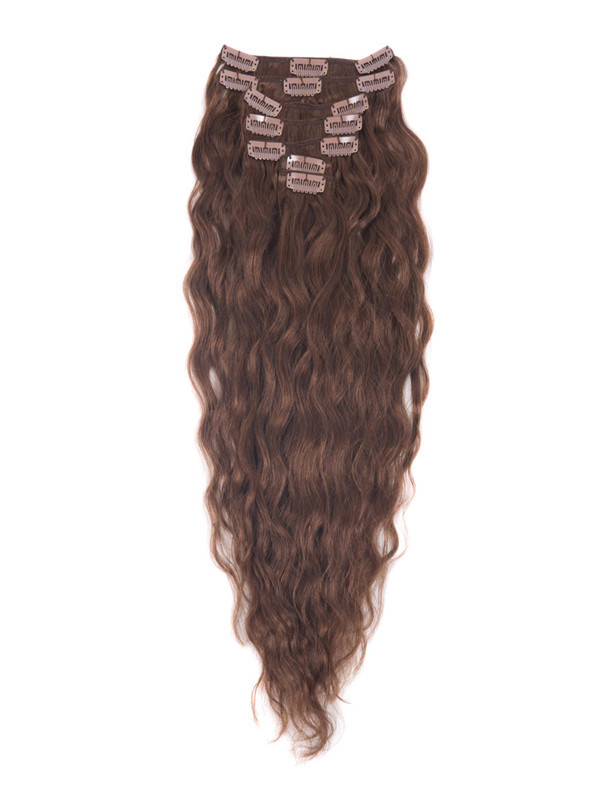 Dark Auburn(#33) Deluxe Kinky Curl Clip dans les extensions de cheveux humains 7 pièces 0