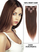 Dark Auburn(#33) Deluxe Straight Clip In Human Hair Extensions 7 Pieces cih086 0 small