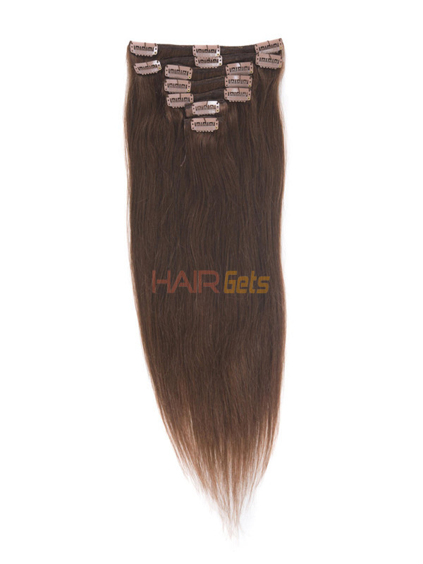 Dark Auburn(#33) Deluxe Straight Clip In Human Hair Extensions 7 Pieces 1