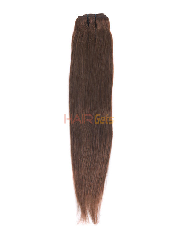 Dark Auburn(#33) Deluxe Straight Clip In Human Hair Extensions 7 Pieces 2