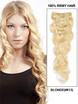 Bleach White Blonde(#613) Deluxe Body Wave Clip i Human Hair Extensions 7 stk. 0 small