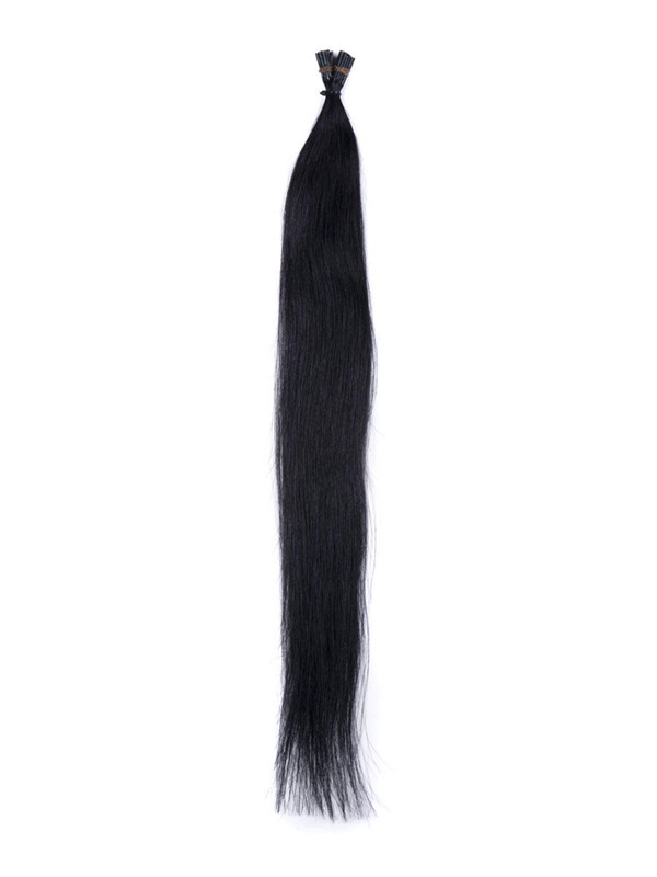 50 Piece Silky Straight Stick Tip/I Tip Remy Hair Extensions Jet Black(#1) 0