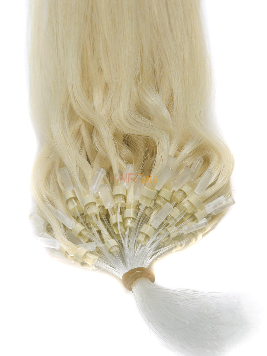 Micro Loop Remy Hair Extensions 100 Strands Silkeslen Rak Medium Blond(#24) 2