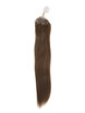 Extensiones de cabello humano Micro Loop 100 hebras Castaño claro recto sedoso (# 8) 0 small