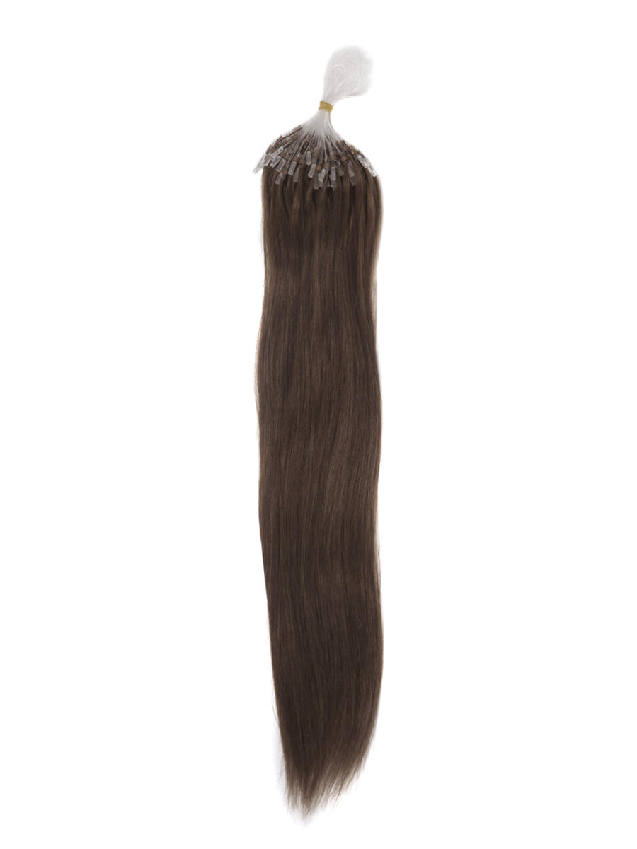 Micro Loop Human Hair Extensions 100 Strands Silky Straight Medium Brown(#4) mlh006 0