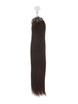 Extensiones de cabello Remy Micro Loop, 100 hebras, sedoso, recto, marrón oscuro (# 2) 0 small