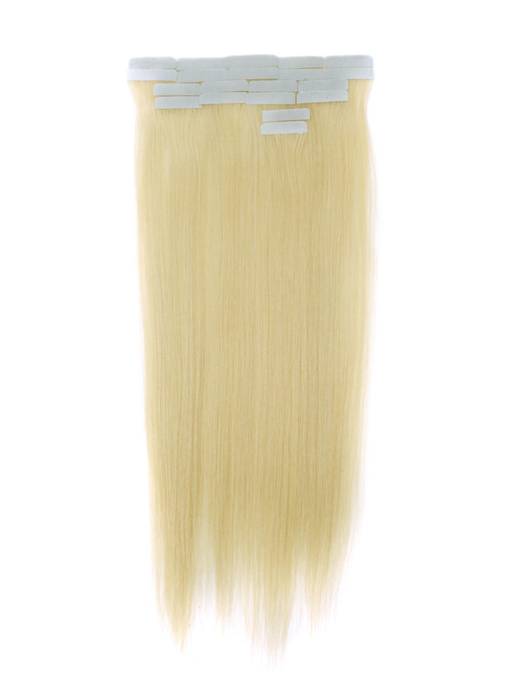 Tejp i människohårförlängningar 20 stycken Silky Straight Bleach Vit Blond(#613) 0