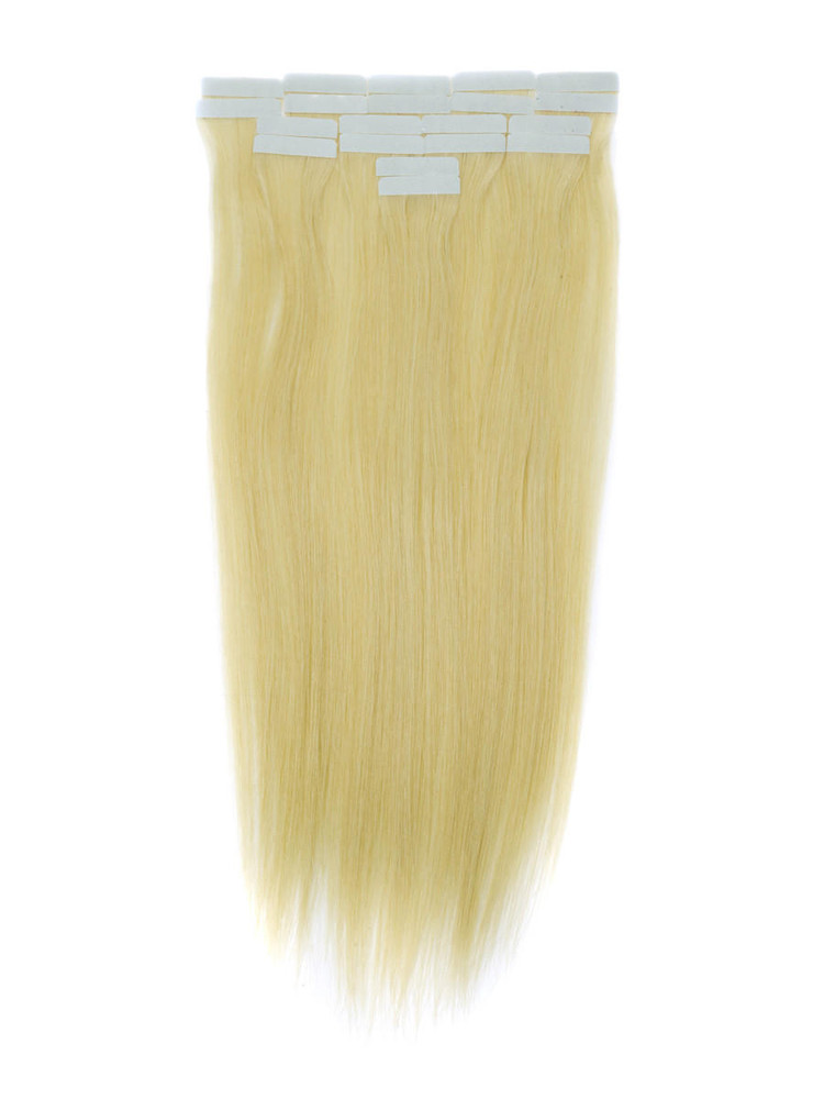 Tape In Human Hair Extensions 20 stykker silkeaktig rett Medium Blond(#24) 0
