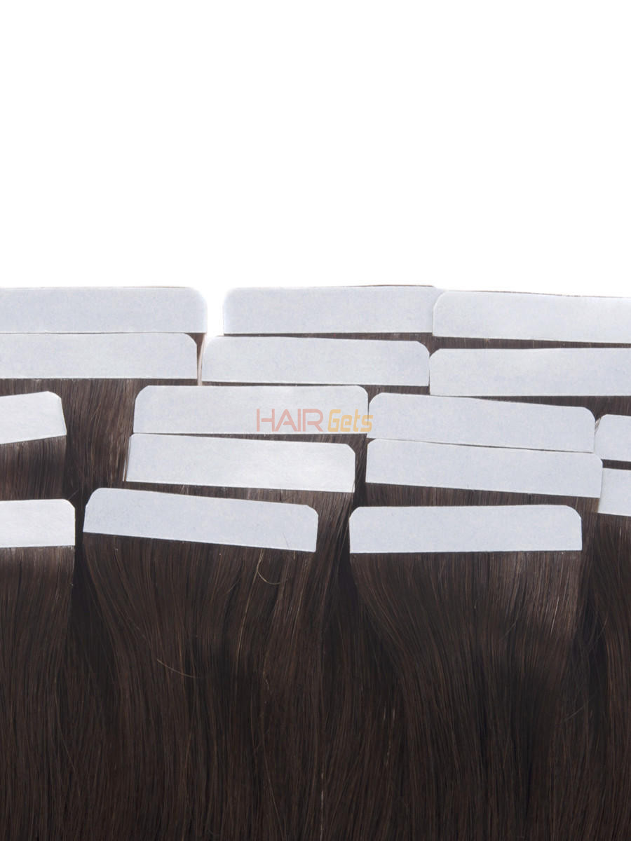Tape In Remy Hair Extensions 20 Stück seidig gerade dunkelbraun(#2) 1