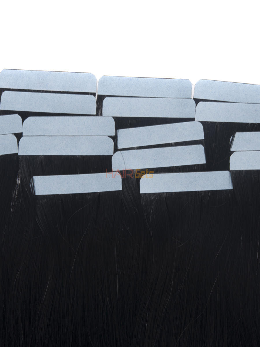 Fita em extensões de cabelo Remy 20 peças sedoso liso preto azeviche (#1) 0