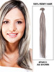 50 stykker silkeaktig rett neglespiss/U-spiss Remy Hair Extensions Blond(#F6/613) 0 small
