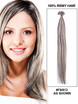 50 delar silkeslen rak nagelspets/U-spets Remy Hair Extensions Blond(#F6/613) 0 small