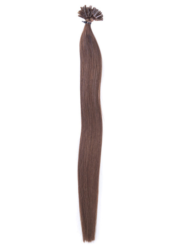 50 stykker silkeaktig rett neglespiss/U-spiss Remy Hair Extensions Light Chestnut(#8) 1