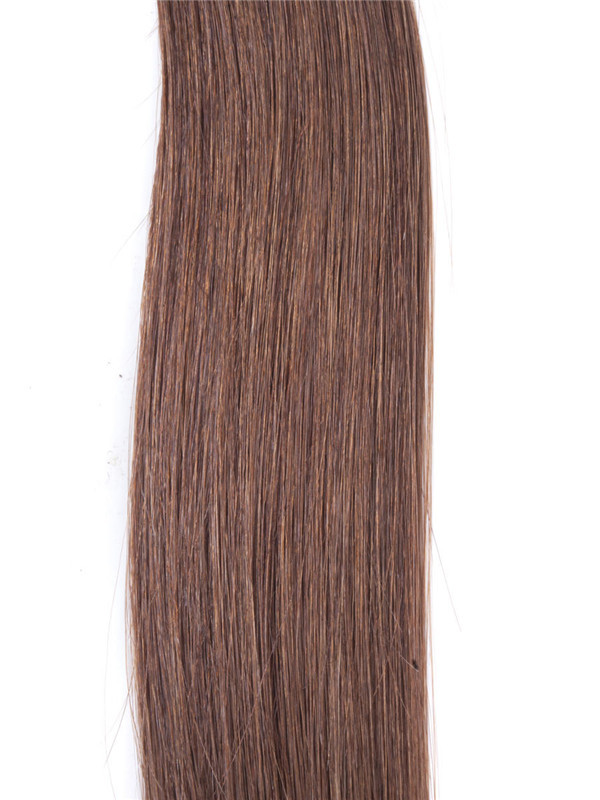 50 delar silkeslen rak nagelspets/U-spets Remy Hair Extensions Light Chestnut(#8) 3