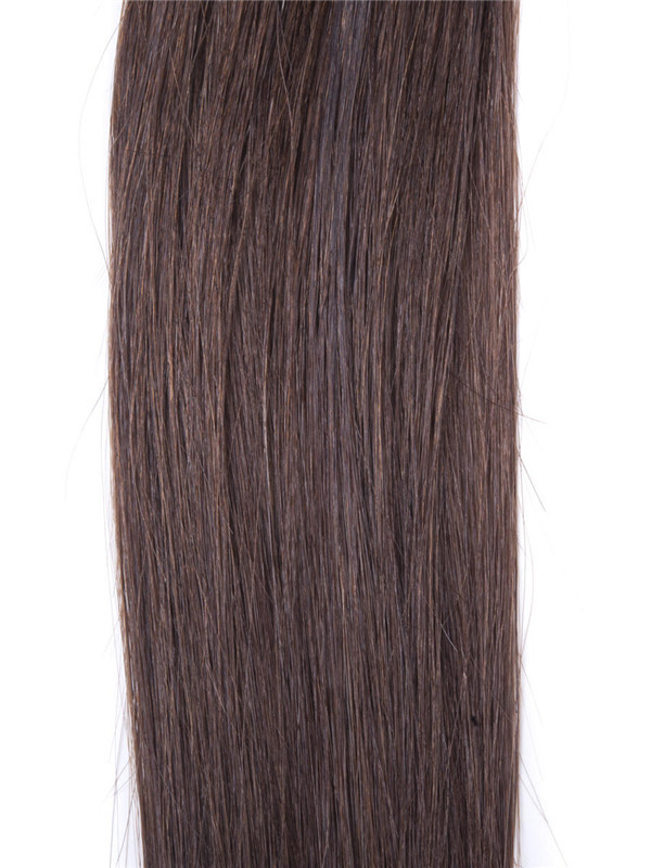 50 stycken Silky Straight Remy Nail Tip/U Tip Hårförlängning Medium Brun (#4) 3