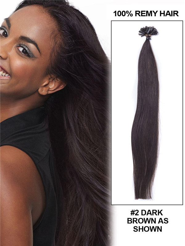 50 Stück Silky Straight Remy Nail Tip/U Tip Hair Extensions Dunkelbraun(#2) 1