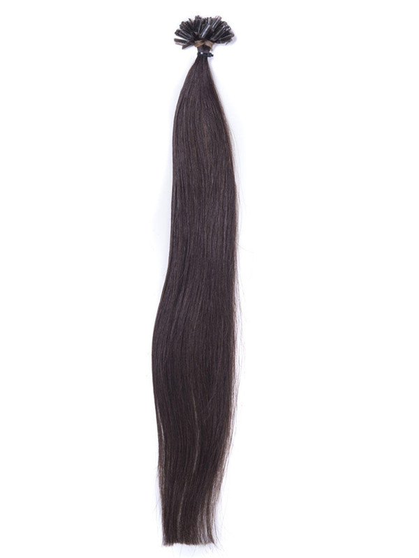 תוספות שיער 50 חלקים משי ישר רמי קצה/U קצה חום כהה (#2) 2