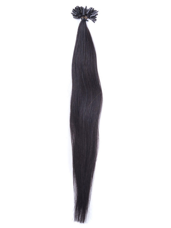 50 delar Silky Straight Remy Nail Tip/U Tip Hårförlängningar Natursvart(#1B) 2