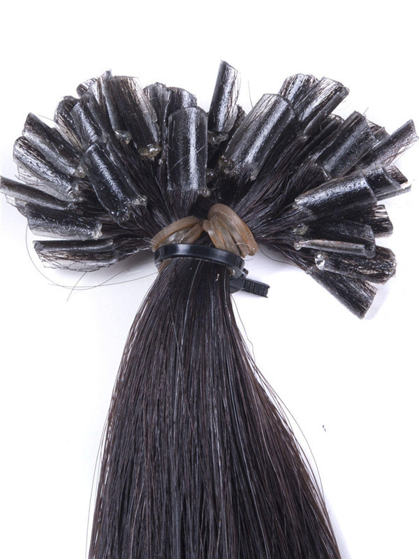 50 pezzi di estensioni dei capelli della punta del chiodo di Remy dritto come la seta/punta di U nero naturale (#1B) 3