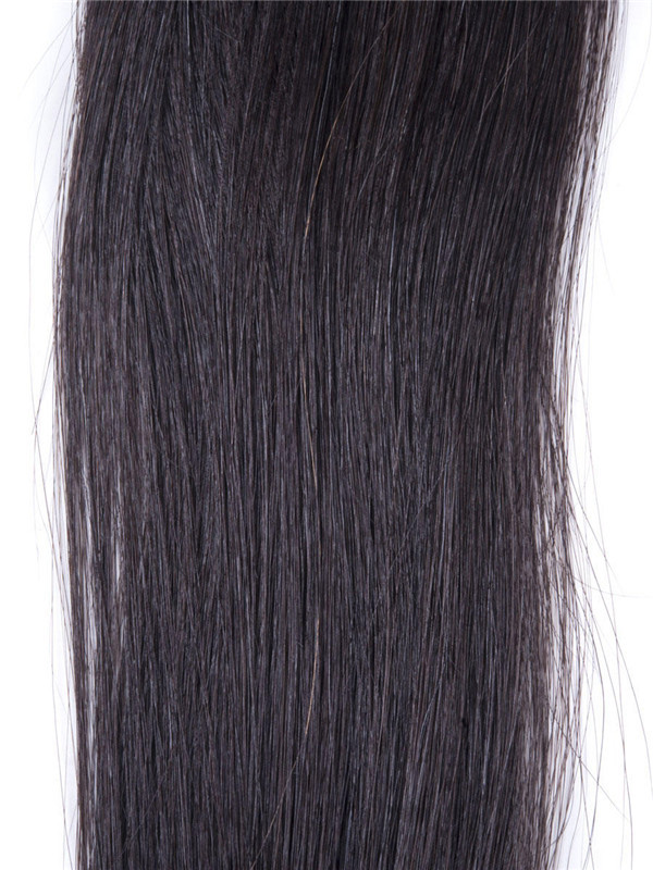 50 חלקים משיי ישר רמי קצה ציפורן/קצה U תוספות שיער שחור טבעי (#1B) 4