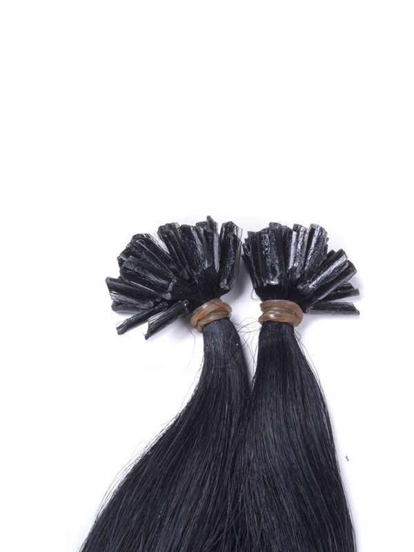 50 Piece Silky Straight Remy Nail Tip/U Tip Hair Extensions Jet Black(#1) uth008 3