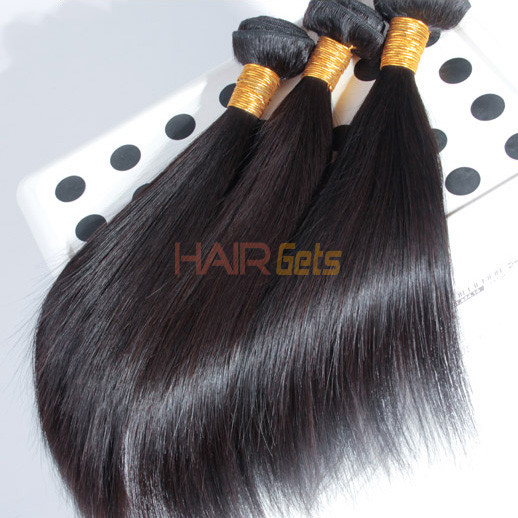 Pacotes de cabelo brasileiro virgem liso e sedoso preto natural 1 peça 1