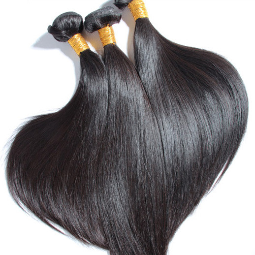 3 пучка натуральных черных 8A шелковистых прямых девственных бразильских волос 0