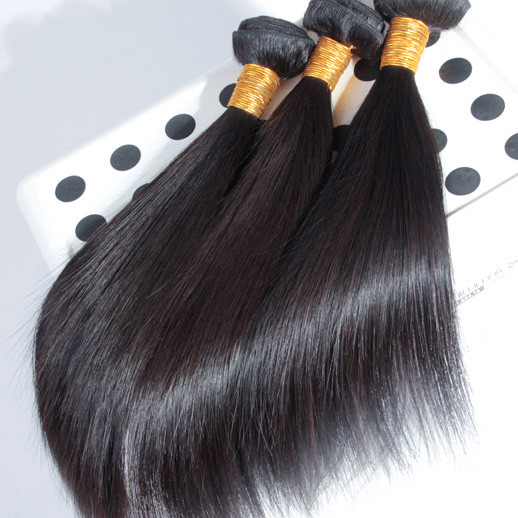 3 пучка натуральных черных 8A шелковистых прямых девственных бразильских волос 1
