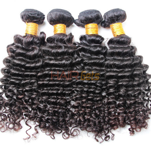4 Bundle Deep Wave 8A Brazilian Virgin Hair Weave Natural Black 1