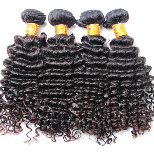 4 Bundle Deep Wave 8A Cheveux Vierges Brésiliens Tissage Noir Naturel 1