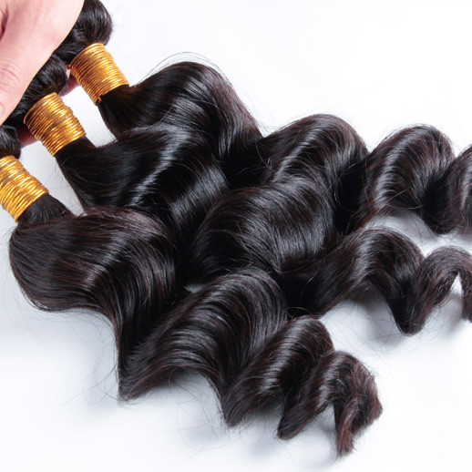 Paquetes de cabello virgen brasileño de onda suelta Negro natural 1pcs 0