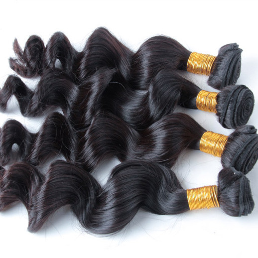 3 st/lot Natursvart 8A Lös Brazilian Virgin Hair Weave 0