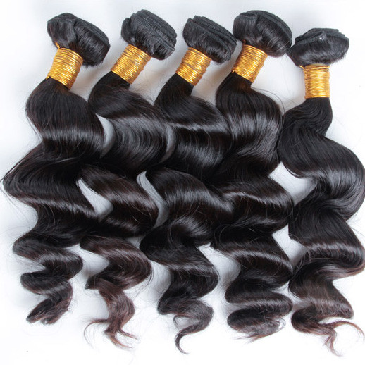 4 st/lot 8A Virgin Brazilian Hair Loose Wave Weave Natursvart 0