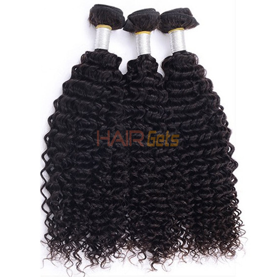 Пучки девственных бразильских кудрявых вьющихся волос натуральный черный 1 шт. 0