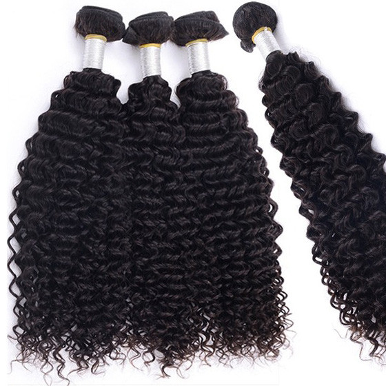 2 pcs/lot Kinky Curly Natural Black 8A Cheveux vierges brésiliens Weave All Inch 0