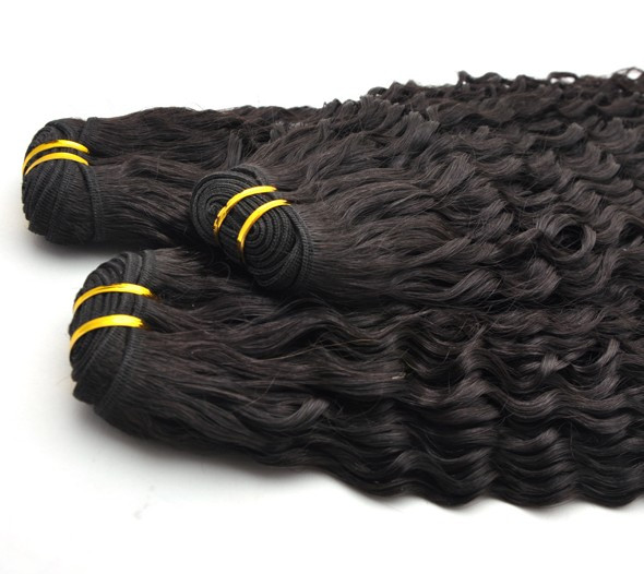 Extensions de cheveux indiens vierges de grade 7A Romance Curl Noir naturel (# 1B) 2