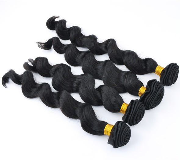 7A Virgin Indian Hair Extensions Loose Wave Natural Black 2