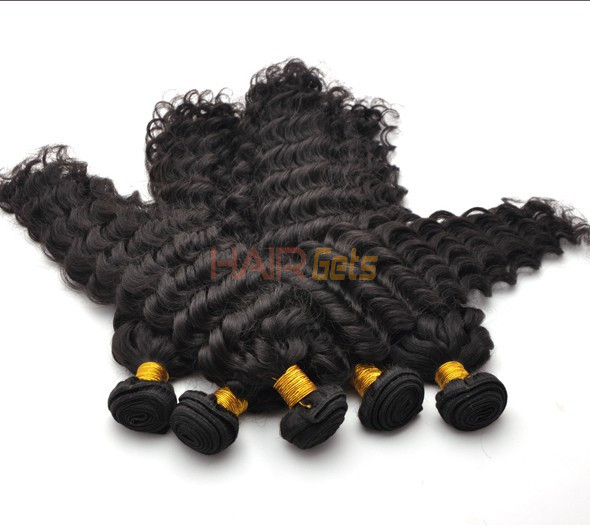 7A Virgin Indian Hair Extensions Water Wave Natural Black 0